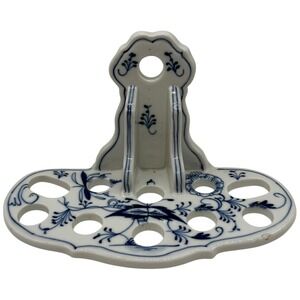 Vintage Blue White Porcelain Toothbrush Holder Organizer